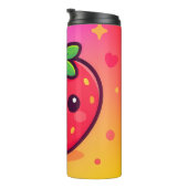 Bouteilles Isothermes Fraise Kawaii souriante sur Pastel Gradient Backg (Tourné sur la droite)