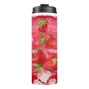 Bouteilles Isothermes Fraises Boire D'Été Avec Cubes De Glace