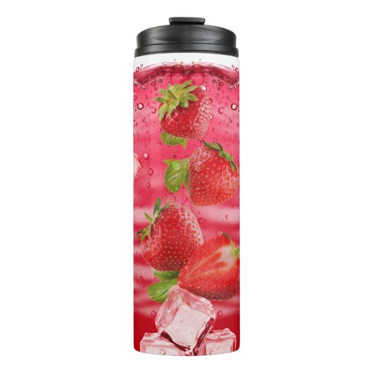 Bouteilles Isothermes Fraises Boire D'Été Avec Cubes De Glace (Devant)