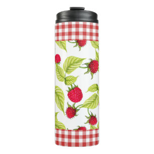 Bouteilles Isothermes Framboises sur Gingham Rouge