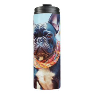 Bouteilles Isothermes French Bulldog sur la plage, cadeau d'été pour amo