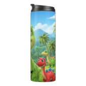 Bouteilles Isothermes Friendly Cartoon Dinosaurs Tropical Paradise Fun (Tourné sur la droite)
