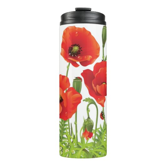 Bouteilles Isothermes Frontière horizontale avec le pavot rouge (Devant)