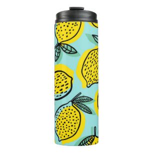 Bouteilles Isothermes Fruits de citron : motif vintage été.