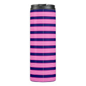 Bouteilles Isothermes Fuchsia et blanc cinq bandes motif avec bleu (Dos)