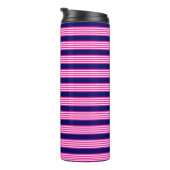 Bouteilles Isothermes Fuchsia et blanc cinq bandes motif avec bleu (Tourné sur la droite)