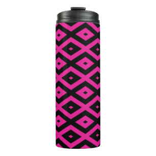 Bouteilles Isothermes Fuchsia et motif de diamants noirs