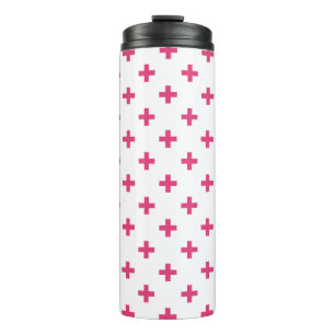 Bouteilles Isothermes Fuchsia polka croise sur blanc