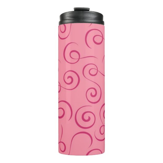 Bouteilles Isothermes Fuchsia sur la spirale rétro rose (Devant)