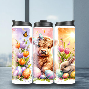 Bouteilles Isothermes Fun Brusch Highland Cow Pâques Tumbler