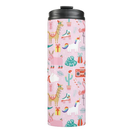 Bouteilles Isothermes Fun de Noël : Animal Motif sans Seamless. (Devant)