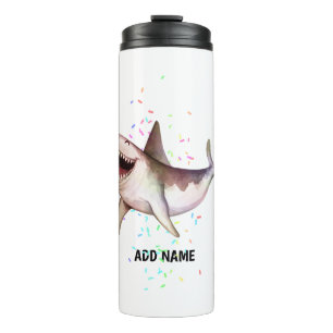 Bouteilles Isothermes Fun SHARK cadeau illustré Ajouter Nom aquarelle
