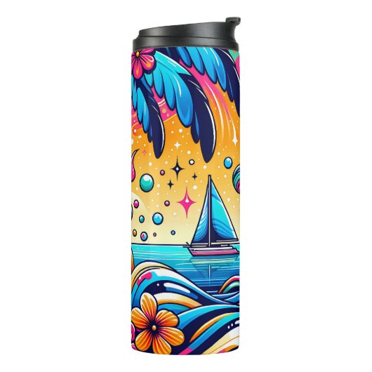 Bouteilles Isothermes Fun Whimsic Psychedelic Voilier (Tourné sur la gauche)