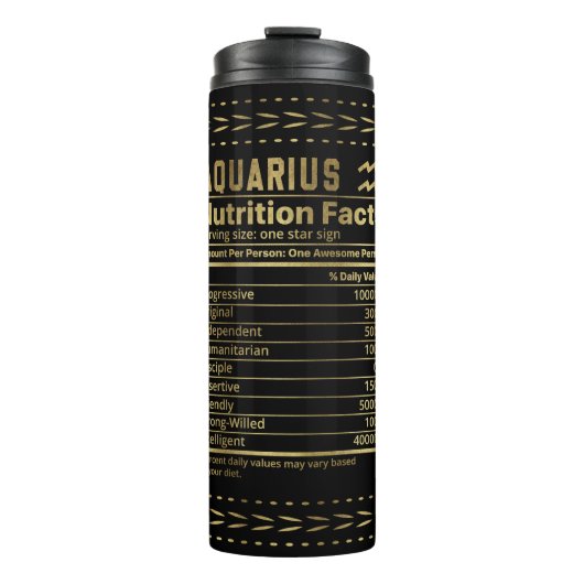 Bouteilles Isothermes Funny Aquarius Nutrition Facts (Devant)