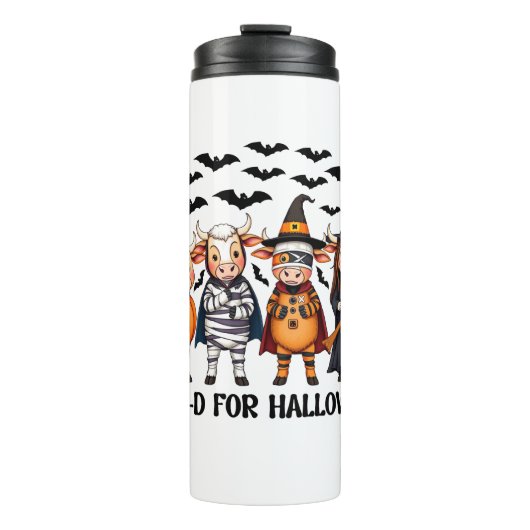 Bouteilles Isothermes Funny Highland Cow Moo-d pour Halloween (Devant)