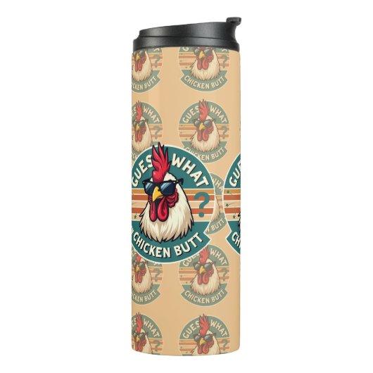 Bouteilles Isothermes Funny Retro Chicken Butt Joke Design (Tourné sur la gauche)