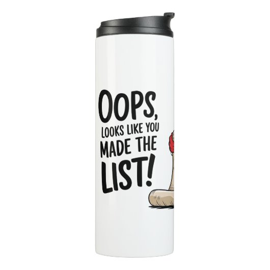 Bouteilles Isothermes Funny Santa Claus Naughty List Design de Noël (Tourné sur la gauche)