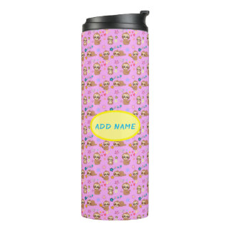 Bouteilles Isothermes Funny Sloth Hearts Floral rose Motif | Ajouter un 