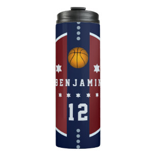 Bouteilles Isothermes Garçon Ado Basketball Stars Numéro Nom Bleu Rouge