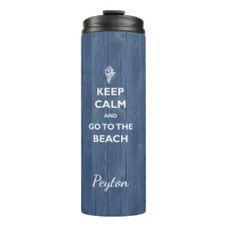 Bouteilles Isothermes Garder Calme Beach Shell Blue Wood Nom Therm Tumbl