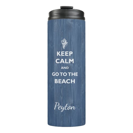 Bouteilles Isothermes Garder Calme Beach Shell Blue Wood Nom Therm Tumbl (Devant)