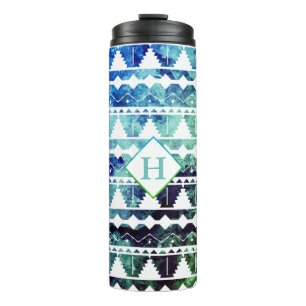 Bouteilles Isothermes Géode bleu aztèque moderne avec initial