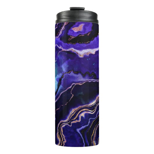 Bouteilles Isothermes Géode de pierre bleue violet Rose or noir Agate (Devant)