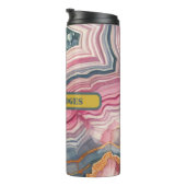 Bouteilles Isothermes Géode moderne bleu or rose Agis Monogramme | (Tourné sur la droite)