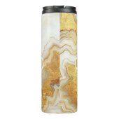 Bouteilles Isothermes Géode moderne or et blanc Agate Monogramme | (Dos)