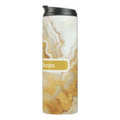 Bouteilles Isothermes Géode moderne or et blanc Agate Monogramme | (Tourné sur la droite)