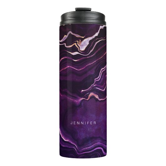 Bouteilles Isothermes Géode violet foncé Nom personnalisé Agate (Devant)