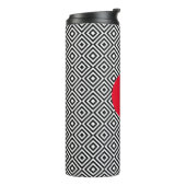 Bouteilles Isothermes Geometric Black and White Pattern Red Monogram (Tourné sur la gauche)
