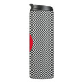 Bouteilles Isothermes Geometric Black and White Pattern Red Monogram (Tourné sur la droite)