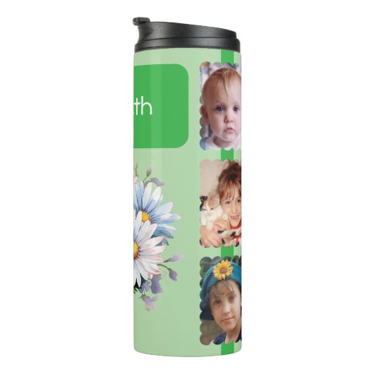 Bouteilles Isothermes Gerbera fleurs 6 photos nom vert (Tourné sur la droite)