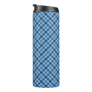 Bouteilles Isothermes Gingham à carreaux diagonaux bleu de base/bleu béb