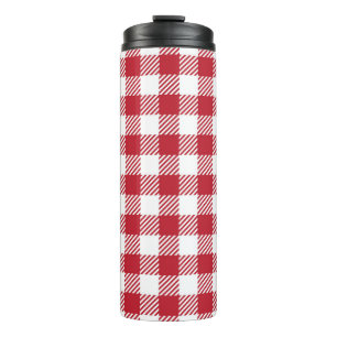 Bouteilles Isothermes Gingham traditionnel rouge et blanc Cottagecore