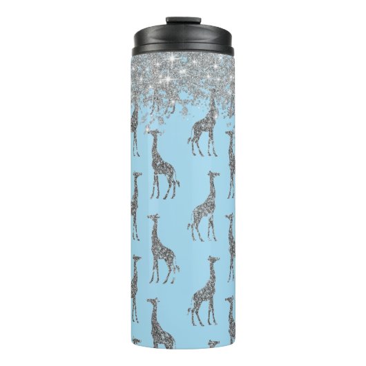 Bouteilles Isothermes Girafe en argent sur Dreamy Blue (Devant)