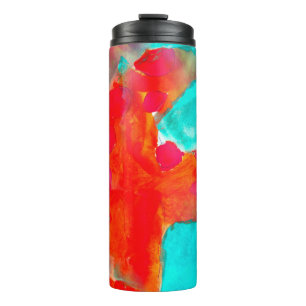 Bouteilles Isothermes girafe sans couture, bleu, orange aquarelliste