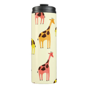 Bouteilles Isothermes Giraffe de dessin : Motif Vintage coloré.