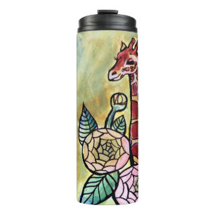Bouteilles Isothermes Giraffe et fleurs Giraffes illustration florale