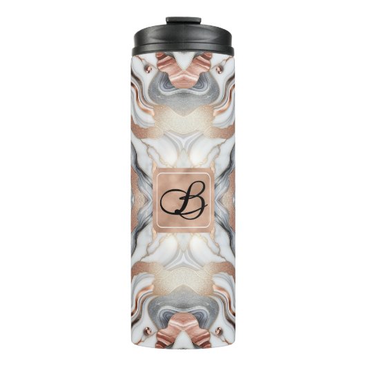 Bouteilles Isothermes Girl Glam Rose Gold Argent & Marbre blanc (Devant)