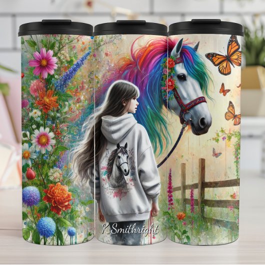 Bouteilles Isothermes Girl Rainbow Horse Butterfly Meadow Magic