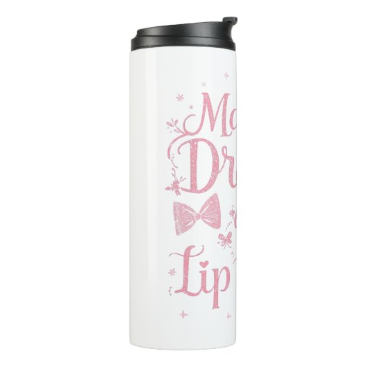 Bouteilles Isothermes Girly Pink Bow "Dreams and Lip Gloss" Quote (Tourné sur la gauche)
