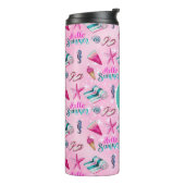 Bouteilles Isothermes Girly Pink Summer Beach Holiday Pattern Monogram (Tourné sur la gauche)