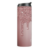 Bouteilles Isothermes Girly Rose Gold Sparkle Glitter Drips monogram (Tourné sur la gauche)