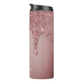 Bouteilles Isothermes Girly Rose Gold Sparkle Glitter Drips monogram (Tourné sur la droite)