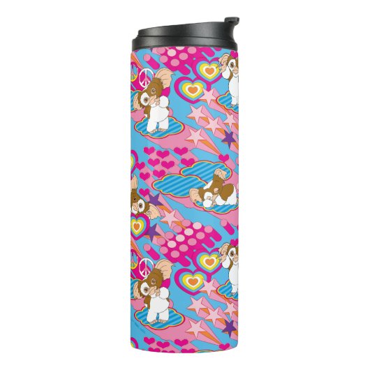 Bouteilles Isothermes Gizmo | Pink Peace & Love Pattern (Tourné sur la gauche)