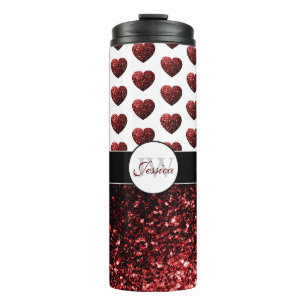 Bouteilles Isothermes Glamour Rouge Paillettes scintillent Motif de cœur