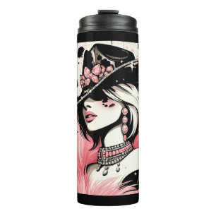 Bouteilles Isothermes Glamour rustique cowgirl rose pailleté imprimé cui