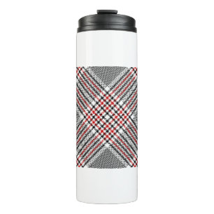 Bouteilles Isothermes Glen plaid motif. Noir, rouge, blanc goudron trans